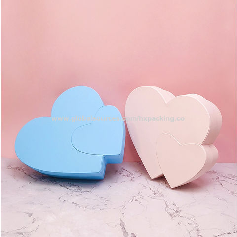 Wholesale Luxury Blue Pink Velvet Paperboard Flower Box Love Heart Shaped  Box for Flowers