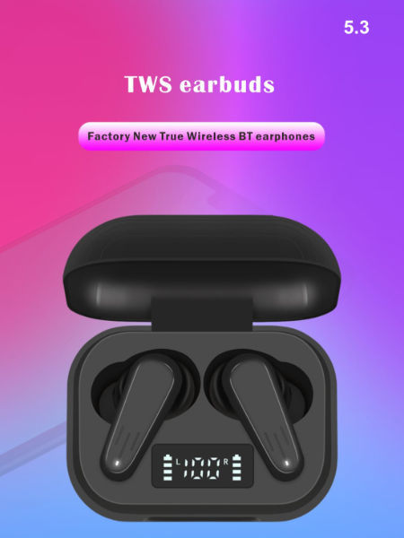  Auriculares inalámbricos Bluetooth con pantalla de alimentación  LED, auriculares con cancelación activa de ruido con estuche de carga  Bluetooth 5.3 Hi-Fi estéreo in-ear para iPhone/Android/Windows (negro) :  Electrónica