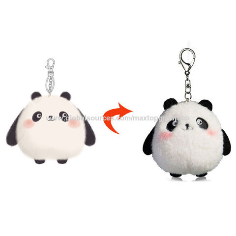 Wholesale Cute Animal Car Pom Pom fluffy Keychain Flocking Plush