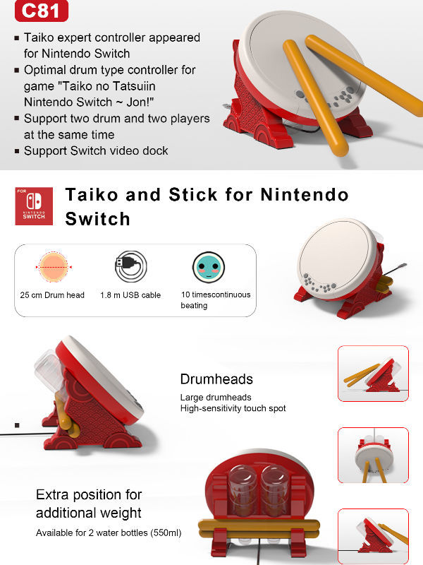 Taiko Drum for Nintendo Switch, Video Gaming, Video Games