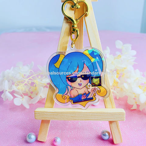 Laser Cut Mirro Gold Acrylic Kawaii Cherry Blossom Keychain