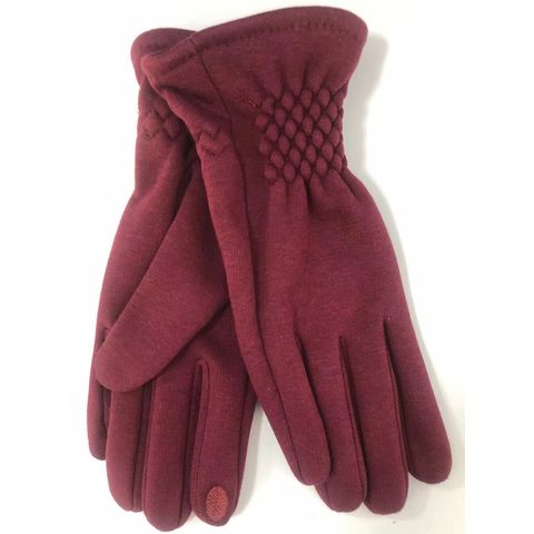 Gants Femme tactiles cuir et tissu Rouge