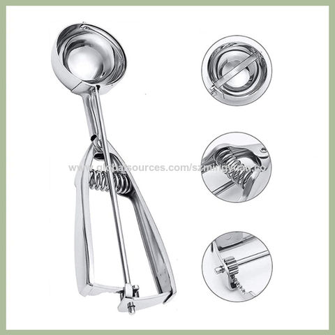 Ice Cream Scoop, 304 Stainless Steel Ice Cream Ball Scoop with Trigger Thrifty  Ice Cream Ball Spoon for Yogurt Fruits