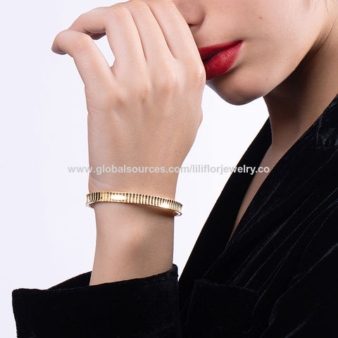 New High Quality 18 K Stainless Steel Hollow Bracelet For Women Gold Color  Chain Shape Love Bangle Party Gifts Jewelry Wholesale