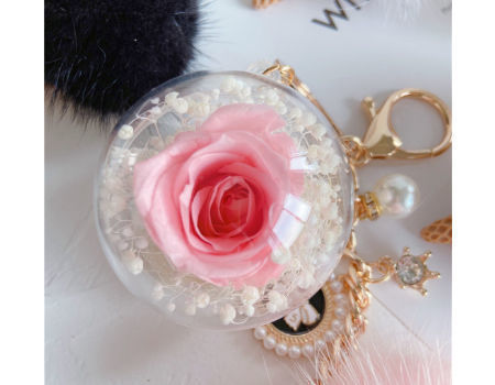 Buy Wholesale China Preserve Fresh Flower Rose Key Chain Ring Cute