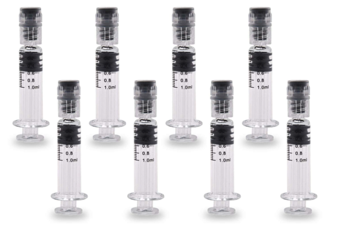 1ml glass luer lock syringe 100 pcs borosillicate reusable pyrex heat  resistant tube for lab,thick liquids,oil,ink with measurement markings