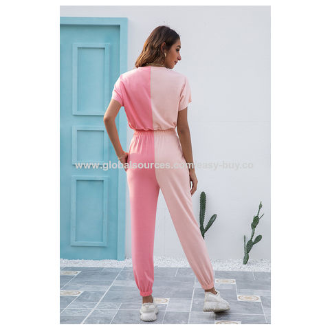 Ensembles de survêtement pour femmes, style décontracté, couleur contrastée, pantalon de jogging long, ensemble de sport deux pièces en gros