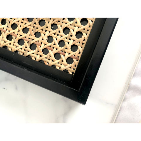 Nuevo diseño personalizado de ratán de madera negro café bandeja de escritorio caja de madera