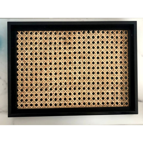 Nuevo diseño personalizado de ratán de madera negro café bandeja de escritorio caja de madera