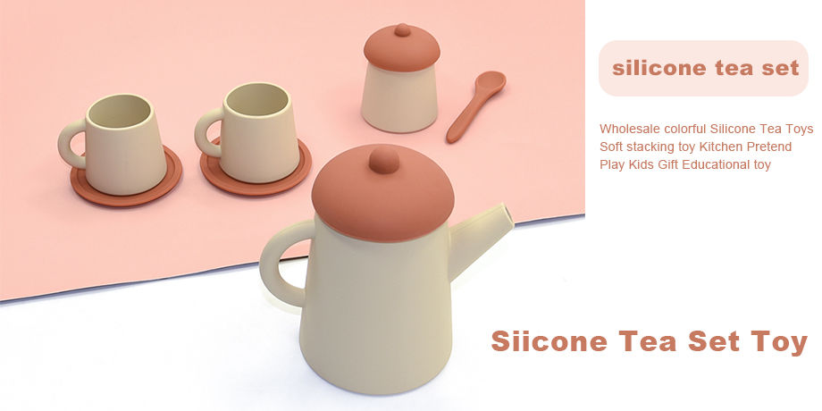 Colorful Silicone Tea Toys Soft stacking toy Kitchen Pretend Play Kids Gift Educational toy supplier