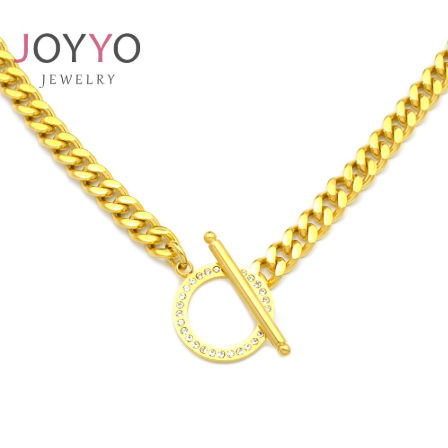 OT Buckle Clavicle Chain Necklace 316L High Quality Stainless Steel Lady Necklace 24K Gold Necklace supplier