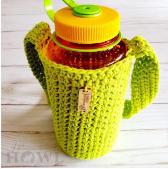 Custom knit jacquard Cross Body Water Bottle Cover with straps Crochet Water Holder Water Bottle bag supplier