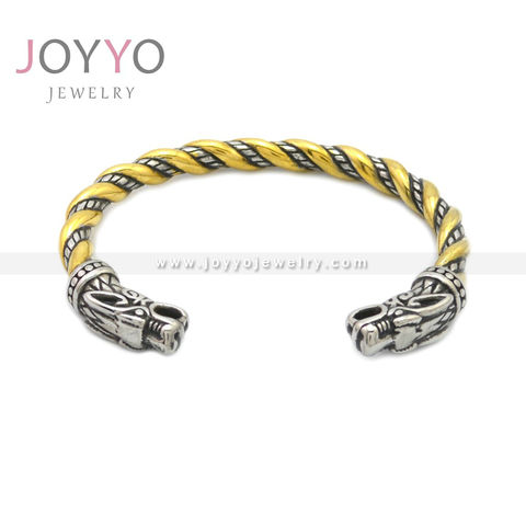 Pulsera Brazalete Vikingo Color Oro Acero Inoxidable Hombre