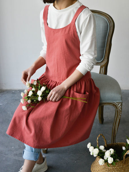 Details about   Women Girls Vintage Cute Apron Gardening Works Cross Back Cotton/Linen Blend Apr 