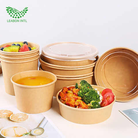 Buy Wholesale China Food Grade Biodegradable Packaging Disposable Soup  Kraft Paper Bowl With Lid For Rice & Paper Bowl With Lid at USD 0.048