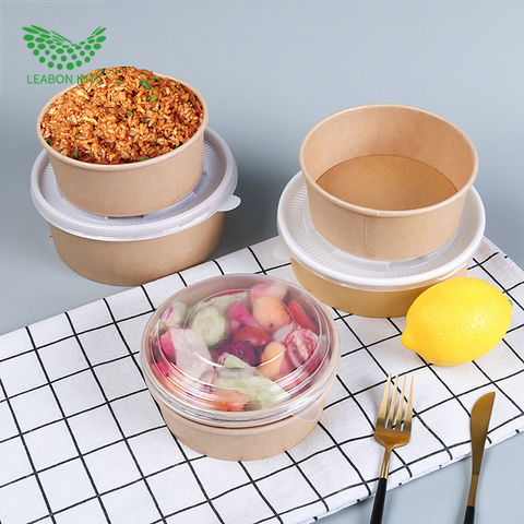 Buy Wholesale China Food Grade Biodegradable Packaging Disposable Soup  Kraft Paper Bowl With Lid For Rice & Paper Bowl With Lid at USD 0.048