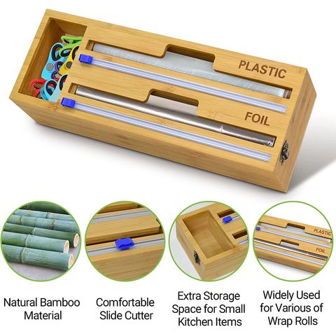 Dispensador de Láminas de Bambú, Organizador Papel Aluminio y Film