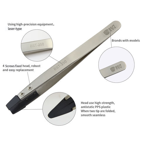 Buy Wholesale China Bst-250 Rubber Tipped Tweezers Curved And Straight For  Mobile Phone And Computer Repair & Rubber Tipped Tweezers at USD 1.67