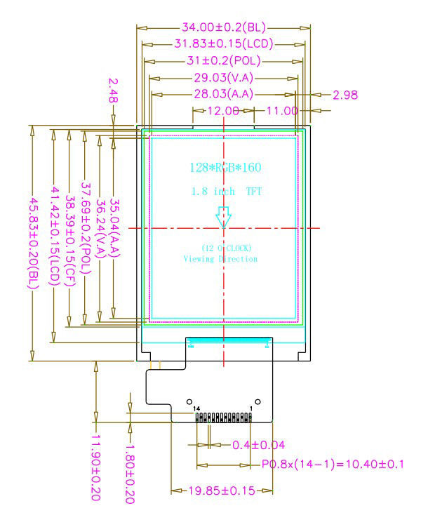 lcd display dimensions factory