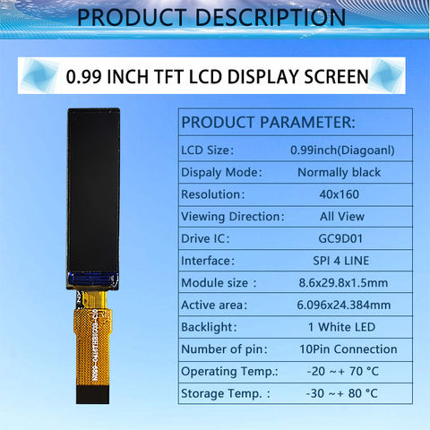 0.99 Inch 40x160 Color Tft Lcd Ips Lcd Display Panel 10 Pin
