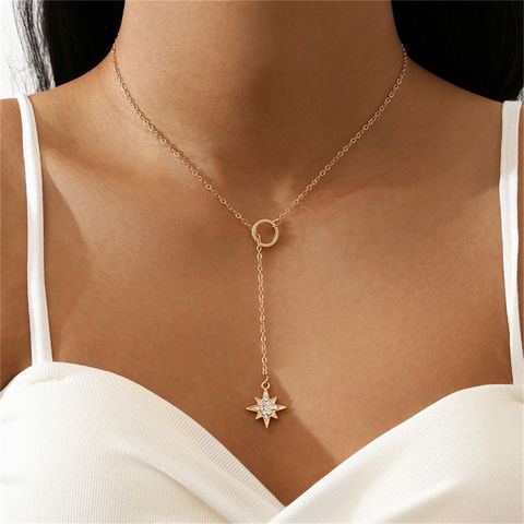 Colar Bijuteria Moda Acessórios Estrela Mulher Presente Corrente Festa Pingente Charme Casamento Peças Cruz