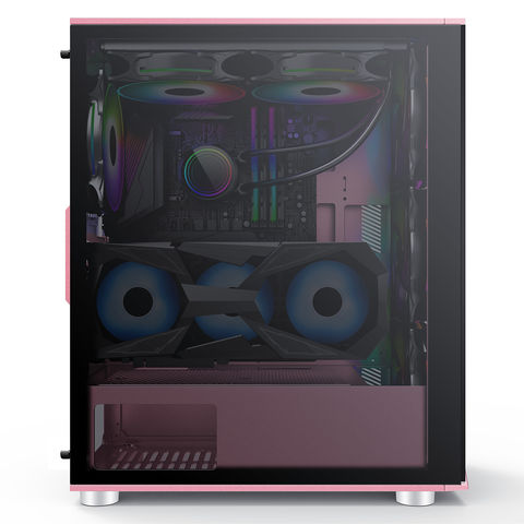Caja de ordenador gaming color rosa Fpmax CL7713Pk con carcasa de vidrio templado para PC