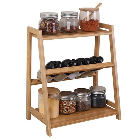 Bamboo Spice Rack Storage Shelves-2 Tier Kitchen Counter Shelf