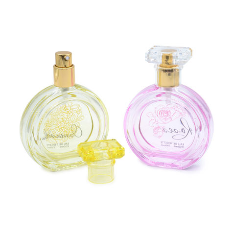 Buy Wholesale China Plastic Lid Round Perfume Bottle 50ml Empty Glass Bottle  Clear Botella De Vidrio & Perfume Bottle at USD 1.7