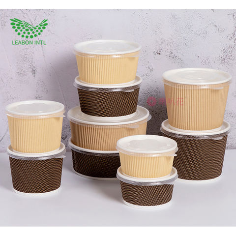 45 Pack, Deli Kraft Paper Bowl With Secure Clear Lids