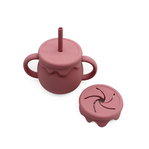 Baby Silicone Straw Cup Toddler Sippy Cup with Straw & Snack Lid