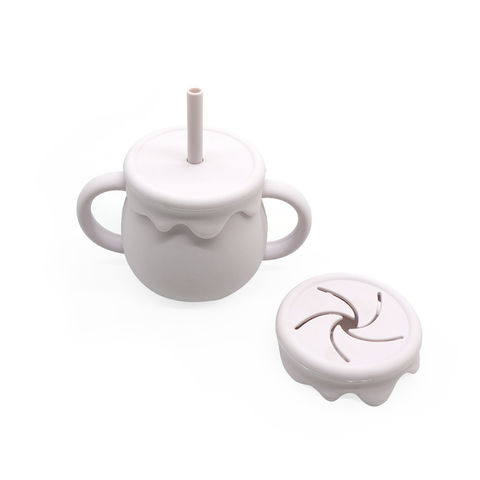 Food Grade Silicone Children's Snack Cups Fall Resistant Portable Double  Ear Handles With Baby Straw Cups Silicone Learning Drink CupsFood Grade