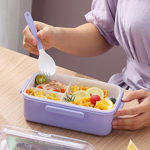 Food Plastic Lunch Box Children Office Bento Box with Tableware