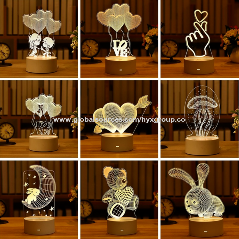 Romantic Love 3D Acrylic Led Lamp for Home Children's Night Light Table Lamp Birthday Party Decor