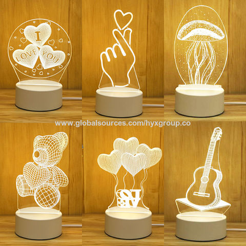 Romantic Love 3D Acrylic Led Lamp for Home Children's Night Light Table Lamp Birthday Party Decor