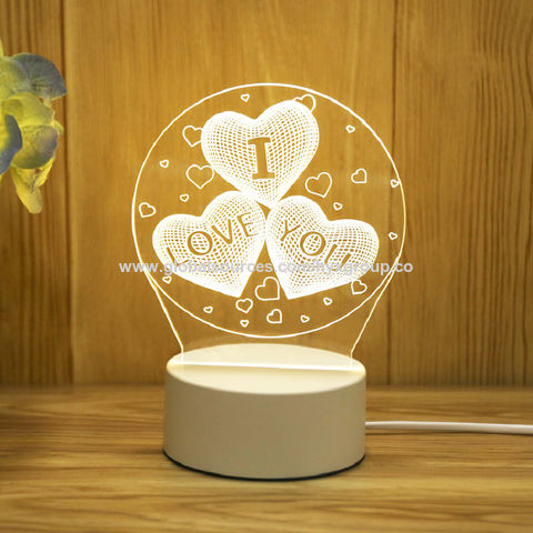 Romantic Love 3D Acrylic Led Lamp for Home Children's Night Light Table Lamp Birthday Party Decor