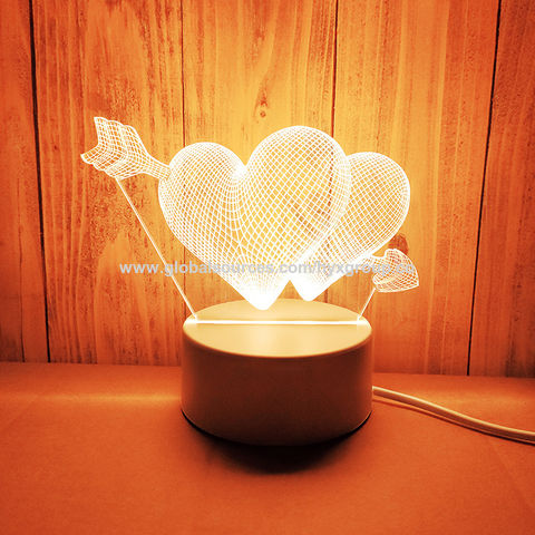 Romantic Love 3D Acrylic Led Lamp for Home Children's Night Light Table Lamp Birthday Party Decor