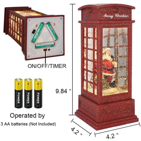 Wondise Christmas Musical Snow Globe Lantern with 6 Hour Timer