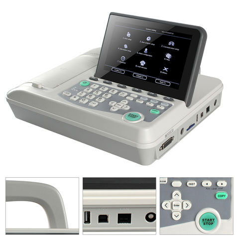 Máquina de electrocardiógrafo portátil, ECG de 12 Plomo y 6 canales, con  accesorios estándar, precio más
