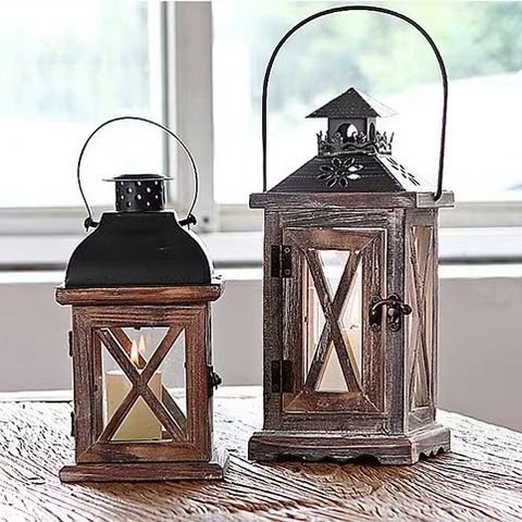 Portable Candle Lanterns Decorative with Handle Portable Pillar Candle  Holder Wrought Iron Farmhouse Lantern for Wedding Party Centerpiece Garden