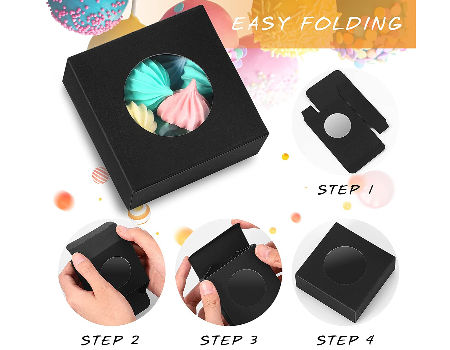 PWGHWG 20 Pièces Boite Biscuit Carton Avec Fenetre Transparente - 17,8 × 11 × 3,8 Cm - Marron Boite Gateau Carton Avec 2 Cordes De Chanvre Pour Gâteaux, Biscuits, Desserts