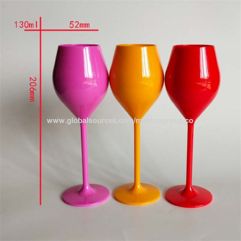 Wholesale Colored crystal wine glass goblet machine pressed glass cup  factory and manufacturers