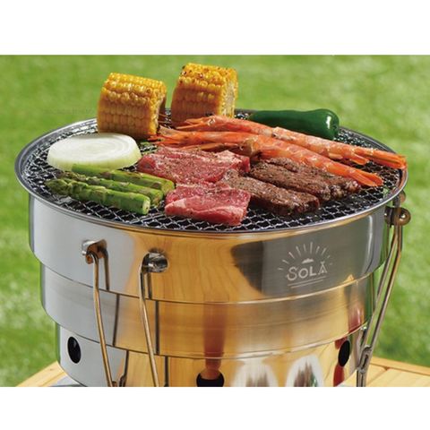 SEARCHI Stainless Steel BBQ Cooking Grill Basket Portable Accessories,  Outdoor Round Barbecue Grill Grate, BBQ Tools Camping Picnic Cookware for  Grilling Vegetables Fishes Shrimp 