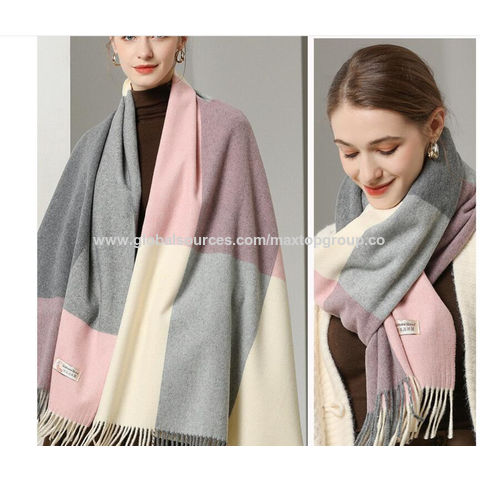 Luxury 2022 New Warm Winter Scarf Women Print Solid Cashmere