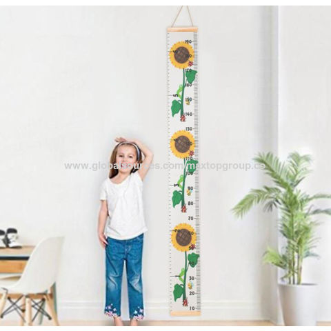 Grafik Pertumbuhan Bayi dan Anak-Anak, Penggaris Pengukur Tinggi Badan Kanvas Kain Bingkai Kayu dari Bayi - Pasokan Langsung dari Pabrik
