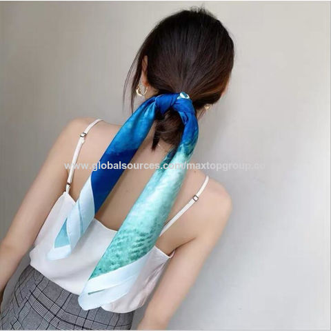 Luxury Design Headband Satin Silk Scarf for Women Hair Bands Ribbon Ladies  Neckerchief 70cm Square Scarf Fashion Accessories