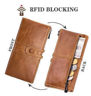 Wallets for Women Large Capacity Leather Bifold Wallet with Zipper