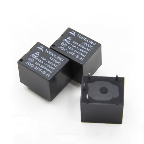 TONGLING JQC-3FF-S-H de alta potencia 4 pines DC relé 12V 10 Amp tamaño pequeño para PCB