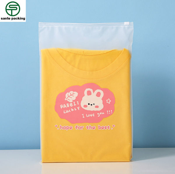 Customized LDPE printed own logo eco friendly clothing zipper plastic bags  transparent clear garment ziplock bags - Qingdao Sante Packing Co., Ltd.