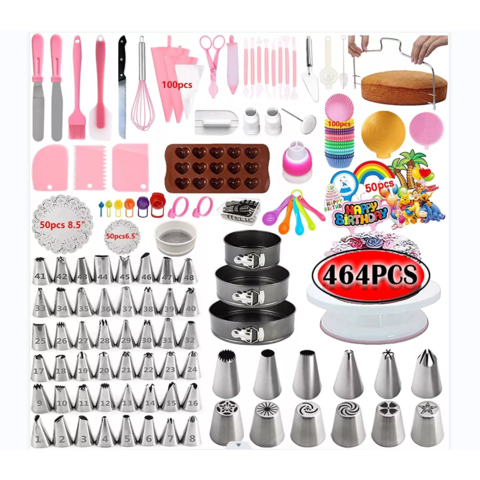 100Pcs Plateau Tournant Patisserie，Kit de Pâtisseris de Gâteau, avec Moules  à Gâteau, 48 Douilles de Glaçage, Kit Decoration Gateau