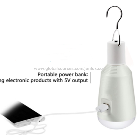 Bombilla LED portátil E27 recargable por USB, lámpara de Camping